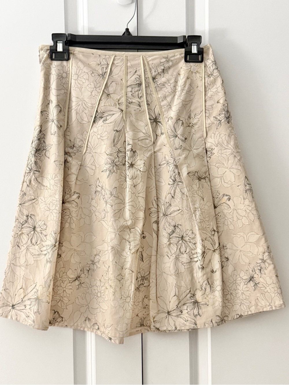 Schumacher Floral Print A-Line Midi Pleated Skirt Flowy Summer Skirt | Size S